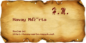 Havay Márta névjegykártya